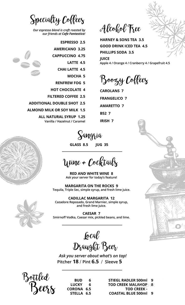 The Coastal Kitchen Cafe - Port Renfrew, BC menu_pic