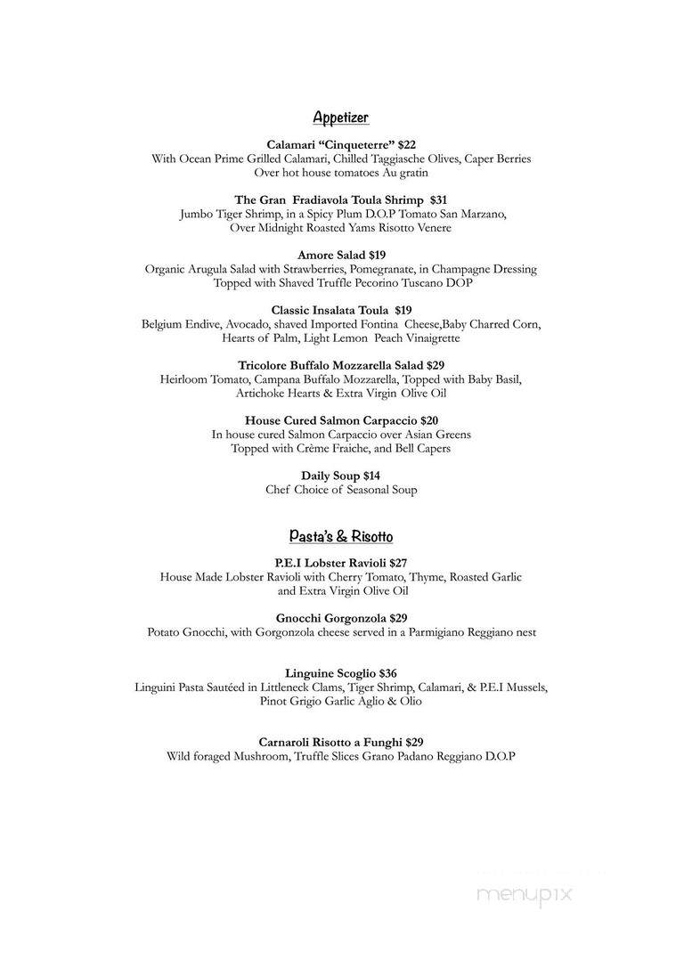 Toula Ristorante & Bar - Toronto, ON menu_pic