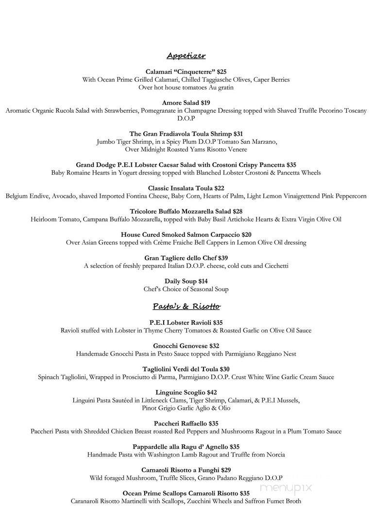 Toula Ristorante & Bar - Toronto, ON menu_pic