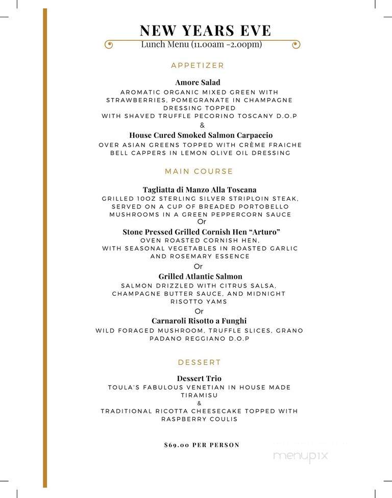 Toula Ristorante & Bar - Toronto, ON menu_pic