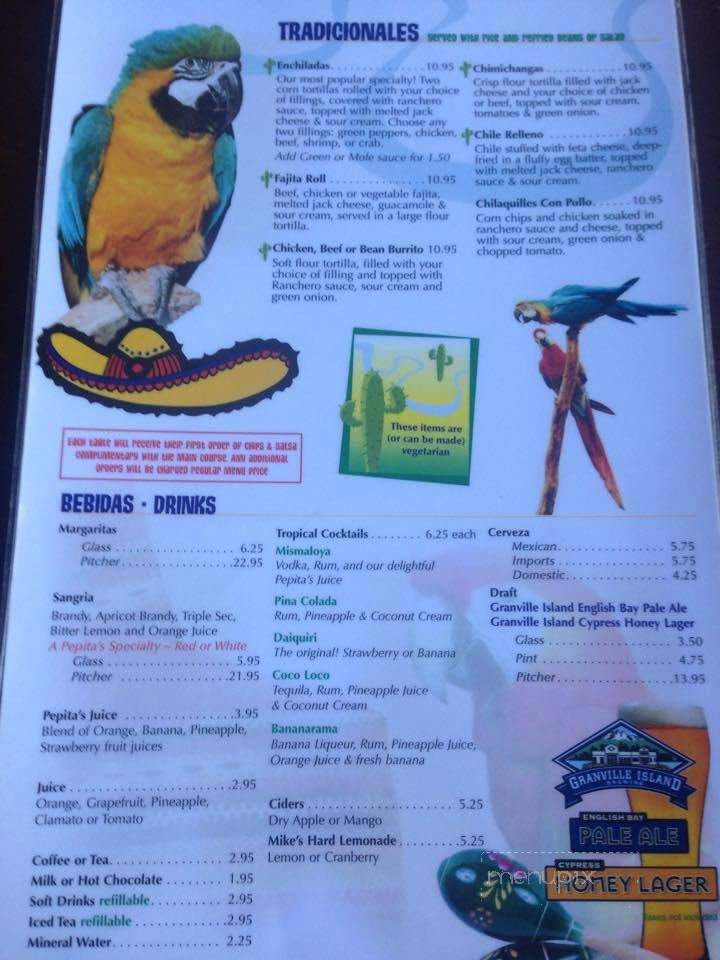 Pepitas Restaurant - Vancouver, BC menu_pic