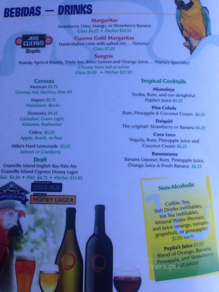 Pepitas Restaurant - Vancouver, BC menu_pic