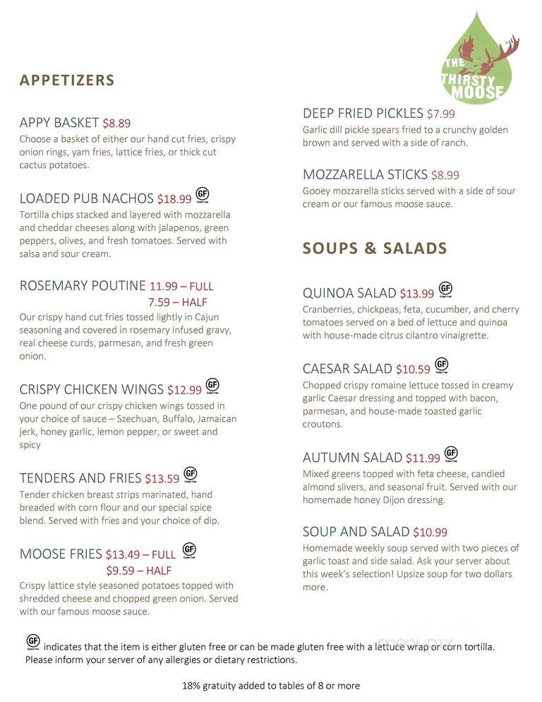 Thirsty Moose Pub - Prince George, BC menu_pic
