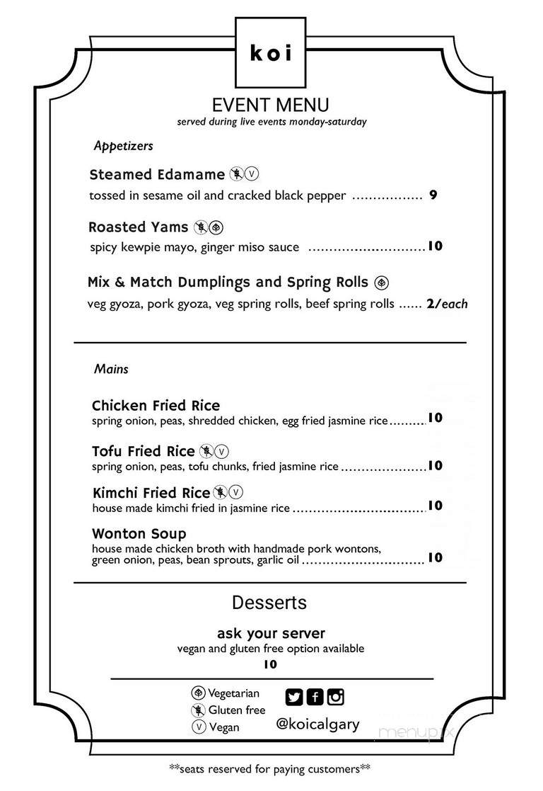 Cafe Koi - Calgary, AB menu_pic