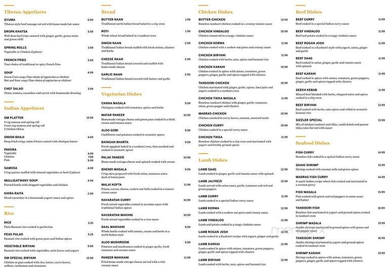 Om Restaurant - Toronto, ON menu_pic