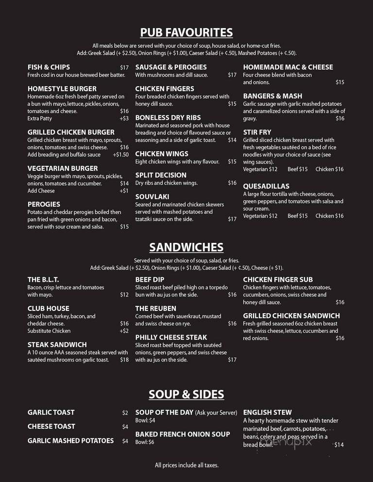 Fox and Hounds Pub and Brewery - Saskatoon, SK menu_pic