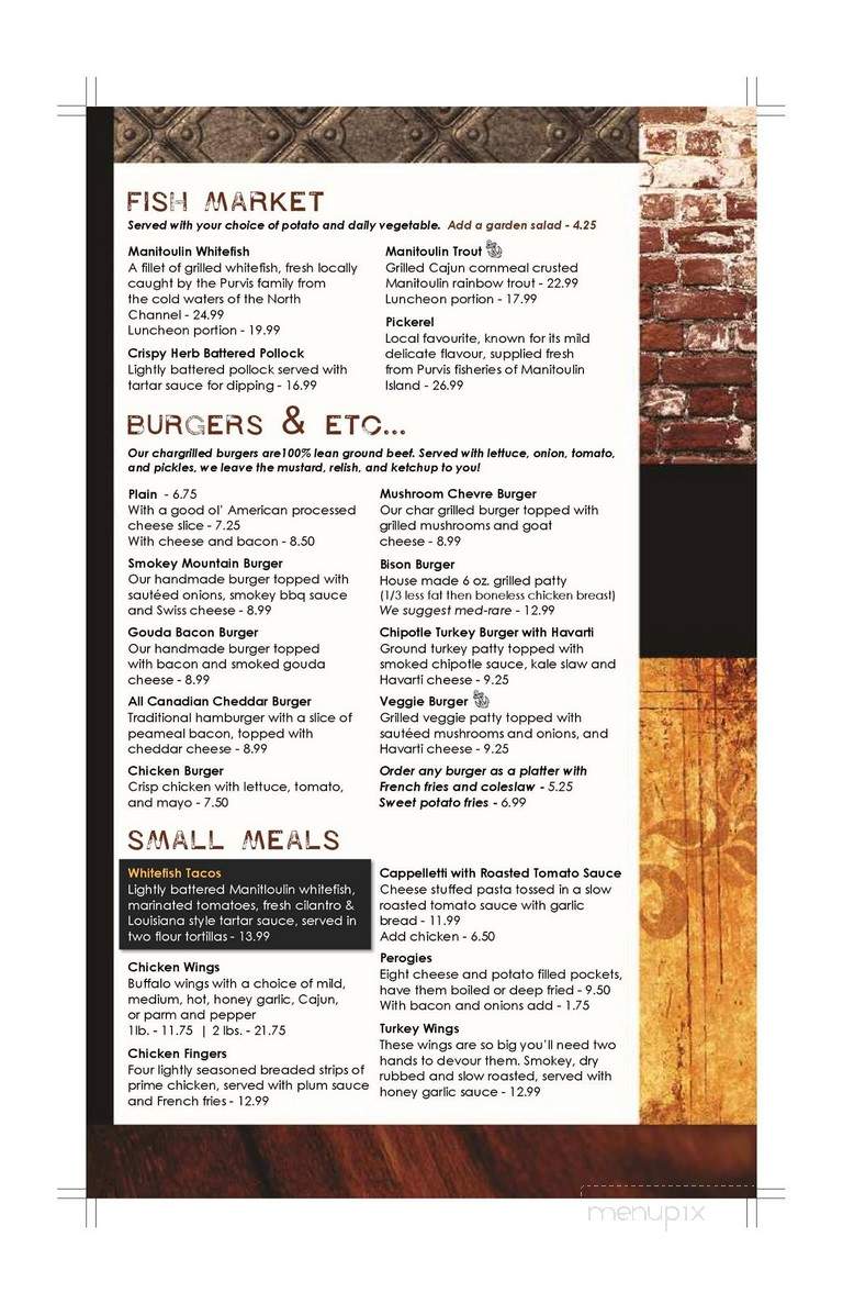 Anchor Inn Hotel - Little Current, ON menu_pic