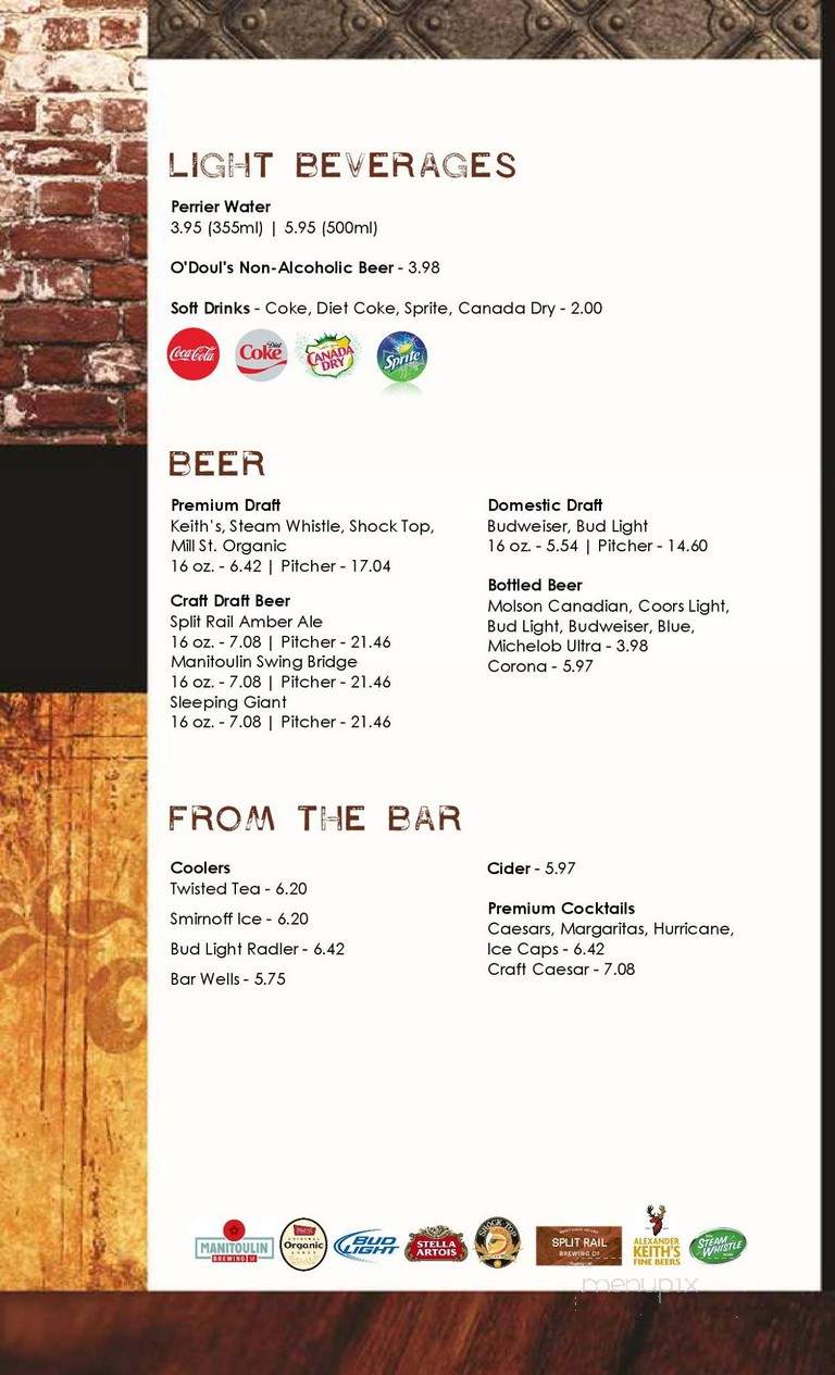 Anchor Inn Hotel - Little Current, ON menu_pic