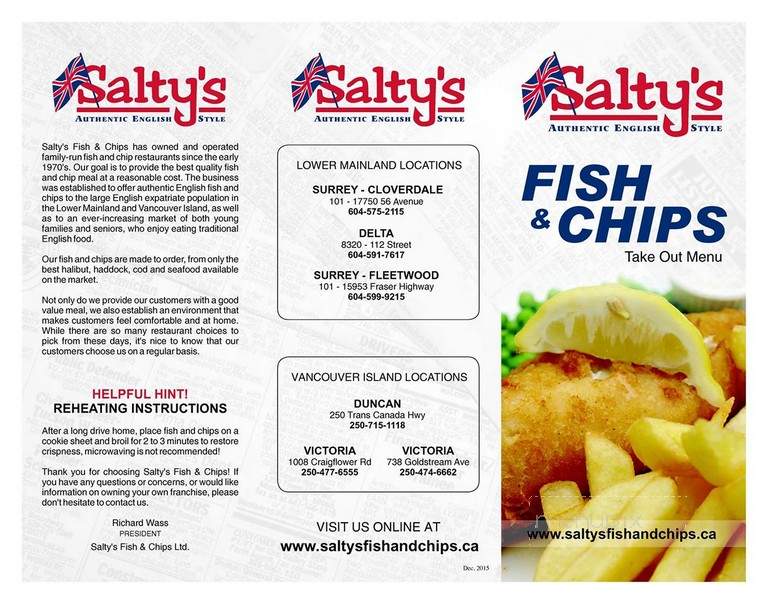 Salty's Fish & Chips - Langford, BC menu_pic
