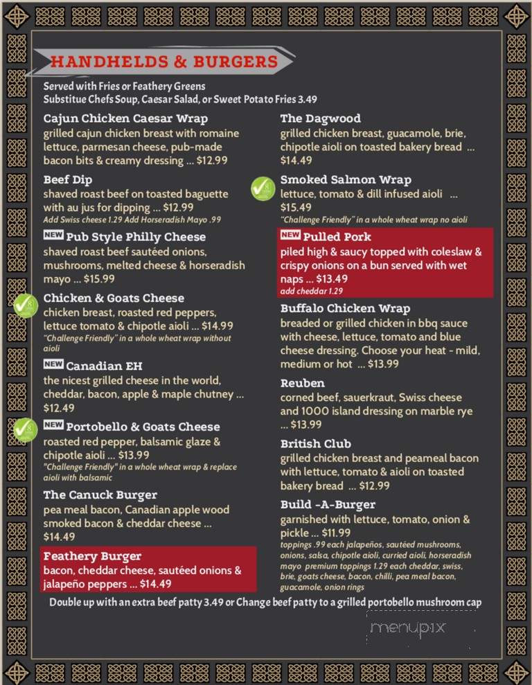 Feathery Pub - Saint Catharines, ON menu_pic