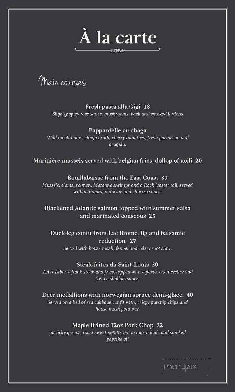 Restaurant Le Saint-Louis - Mont-Tremblant, QC menu_pic