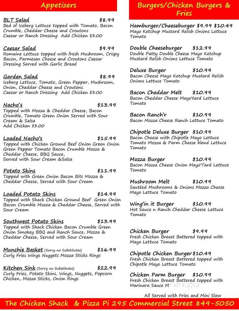 Chicken Shack - Cape Breton, NS menu_pic
