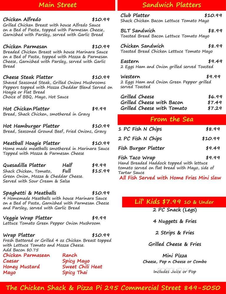Chicken Shack - Cape Breton, NS menu_pic