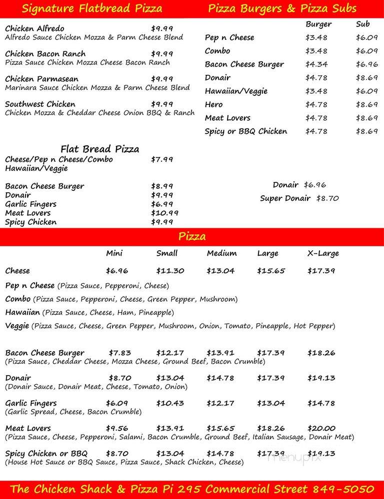 Chicken Shack - Cape Breton, NS menu_pic