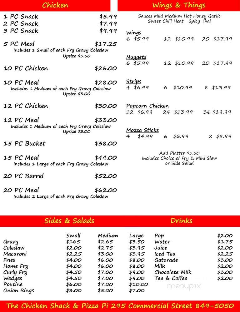 Chicken Shack - Cape Breton, NS menu_pic