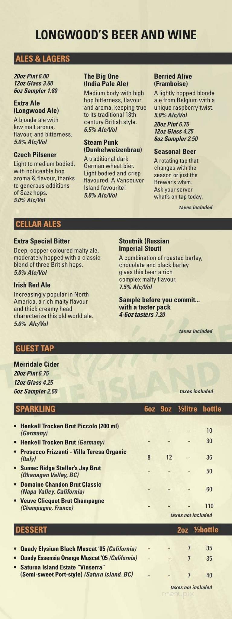 Longwood Brew Pub - Nanaimo, BC menu_pic