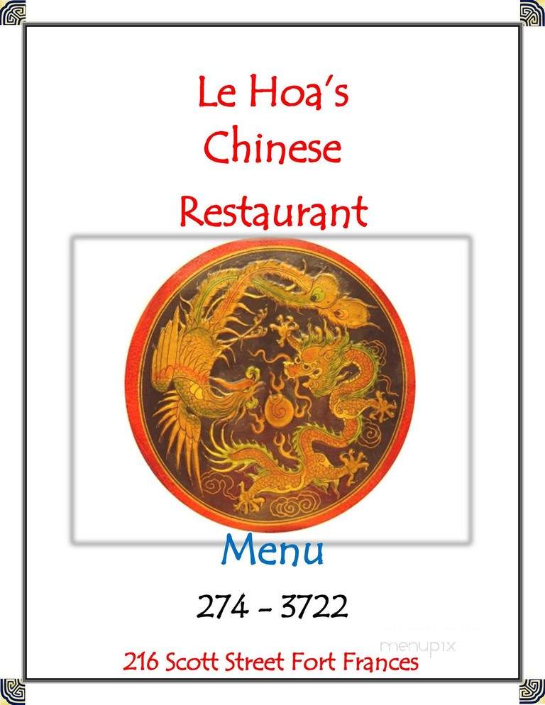 Le Hoa Oriental Restaurant - Fort Frances, ON menu_pic