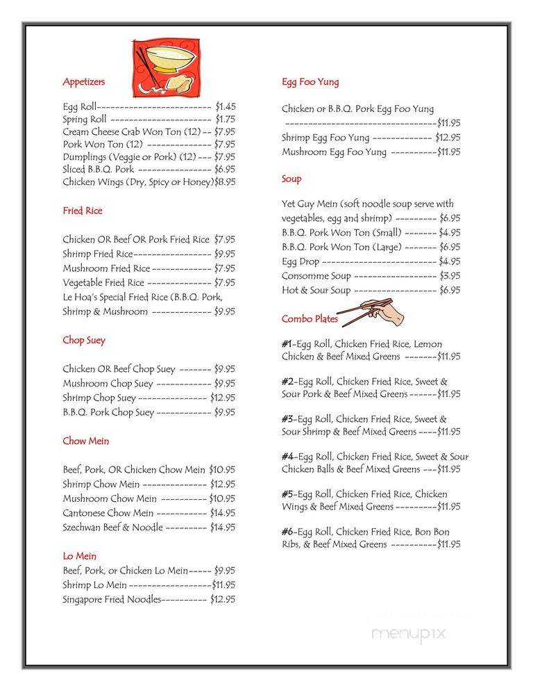 Le Hoa Oriental Restaurant - Fort Frances, ON menu_pic