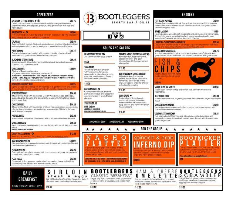Bootlegger's Sports Bar & Karaoke Lounge - Calgary, AB menu_pic