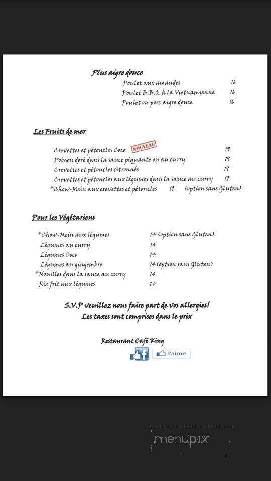 Cafe King - Sherbrooke, QC menu_pic
