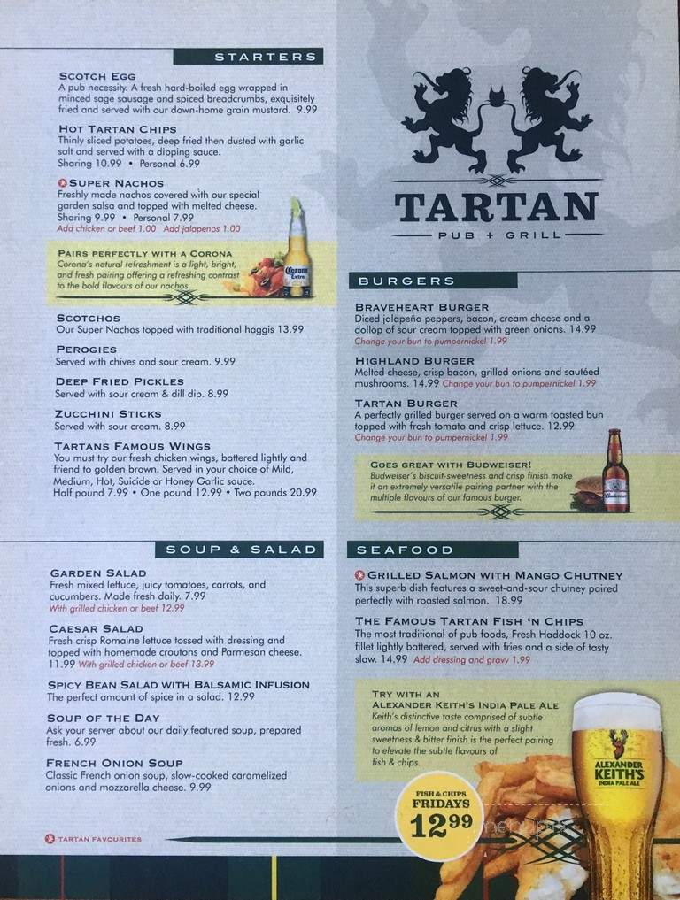 The Tartan Dining Lounge - Oshawa, ON menu_pic