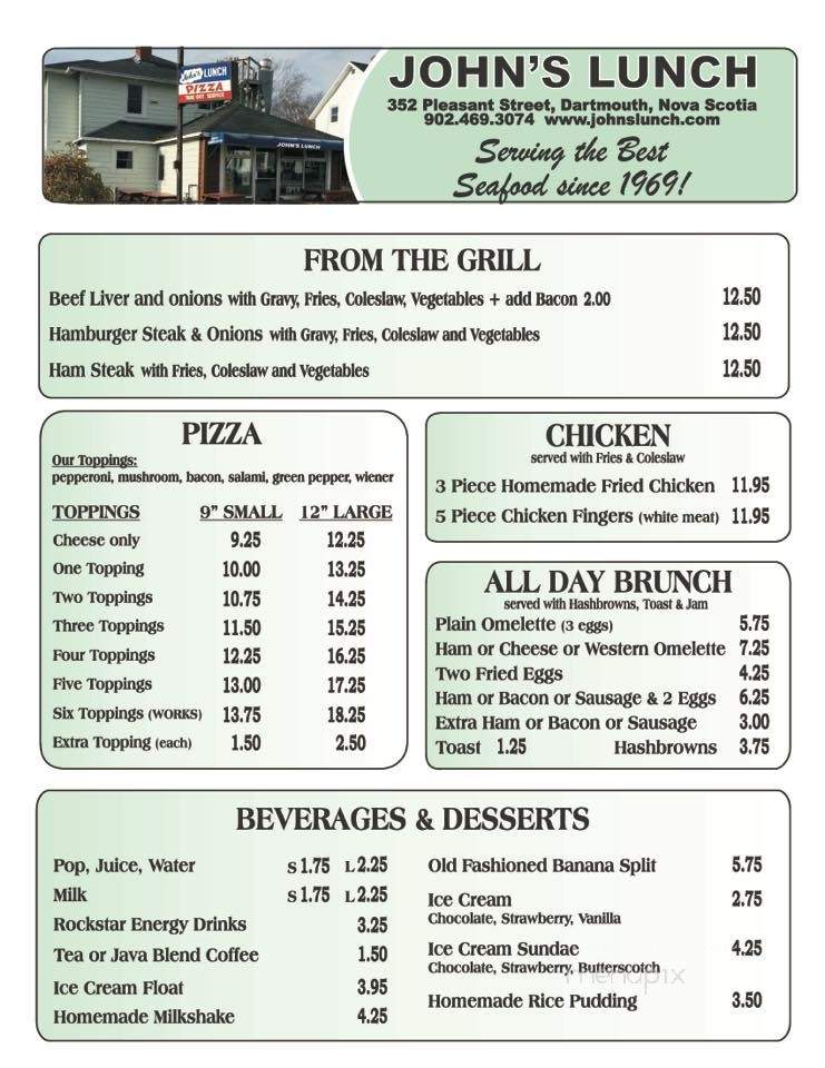 John's Lunch - Halifax, NS menu_pic