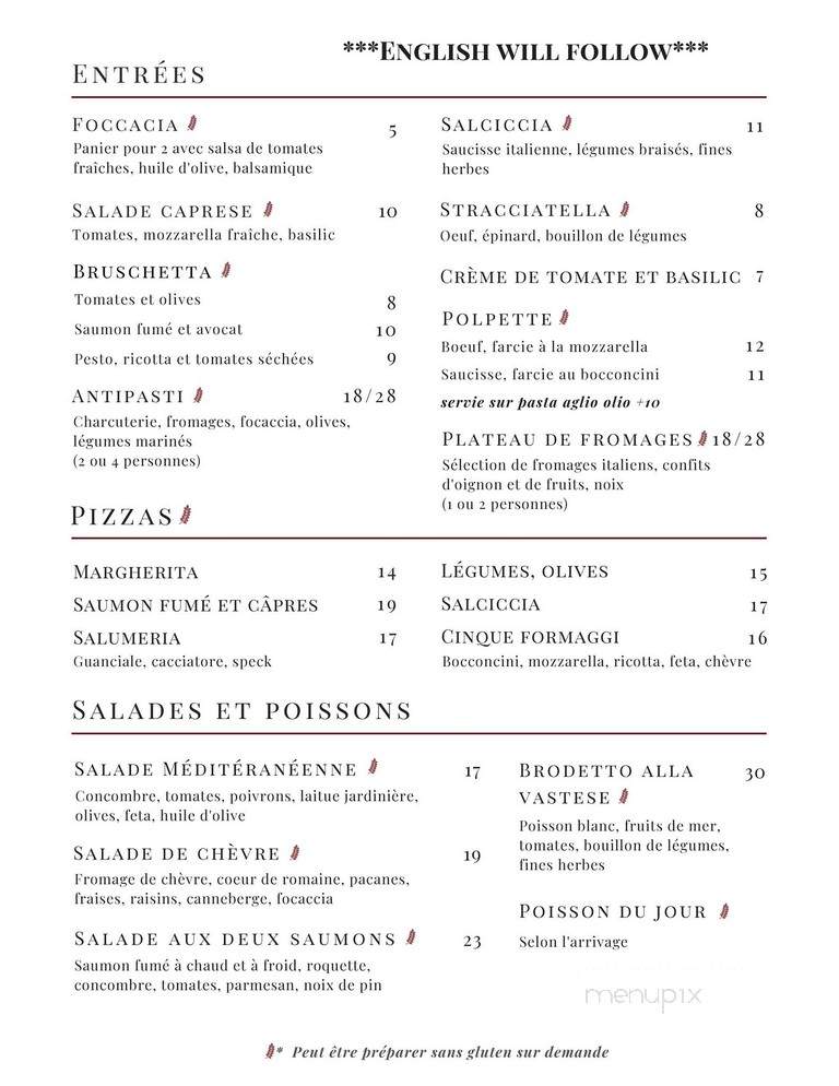 Bon Village Pizza - Montreal, QC menu_pic