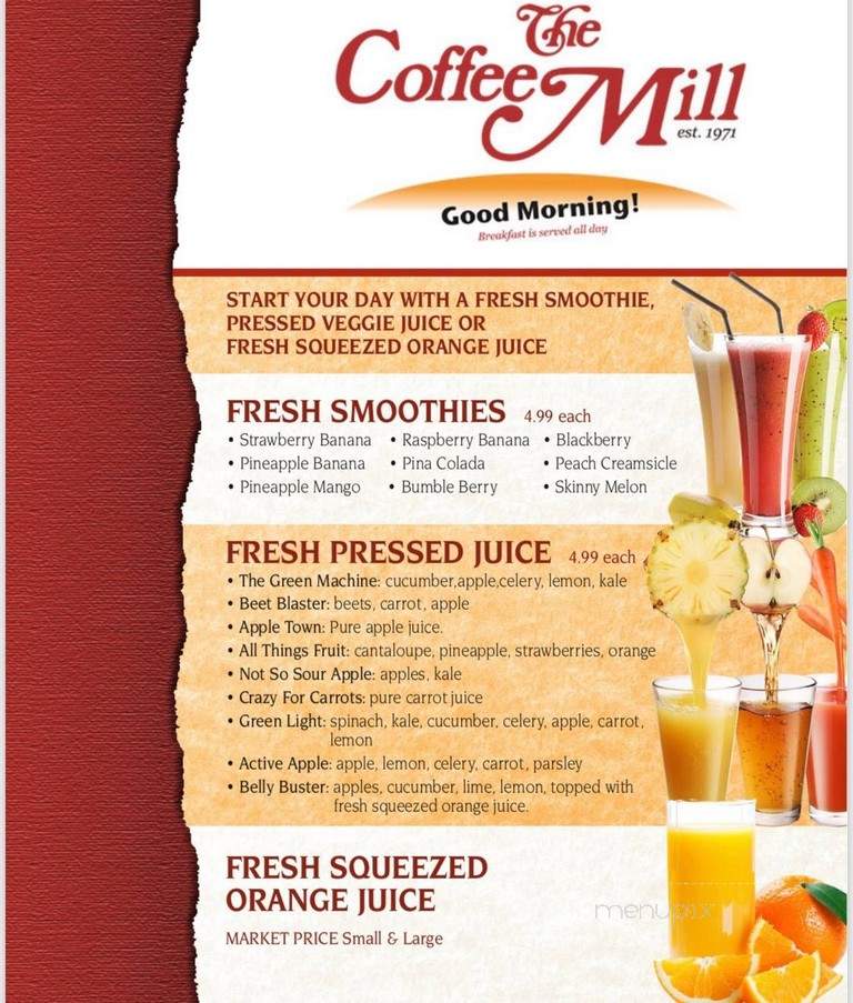 The Coffee Mill Restaurant - Fredericton, NB menu_pic