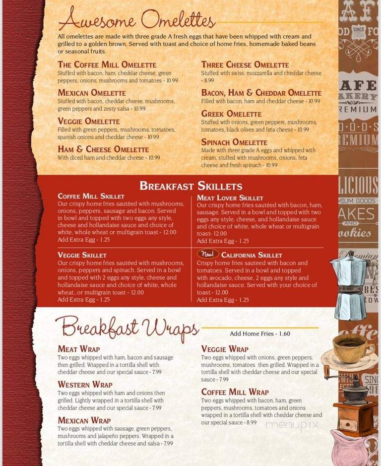The Coffee Mill Restaurant - Fredericton, NB menu_pic