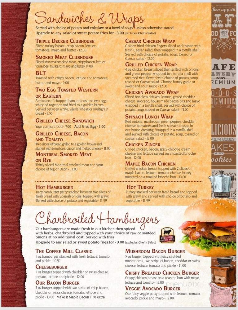 The Coffee Mill Restaurant - Fredericton, NB menu_pic