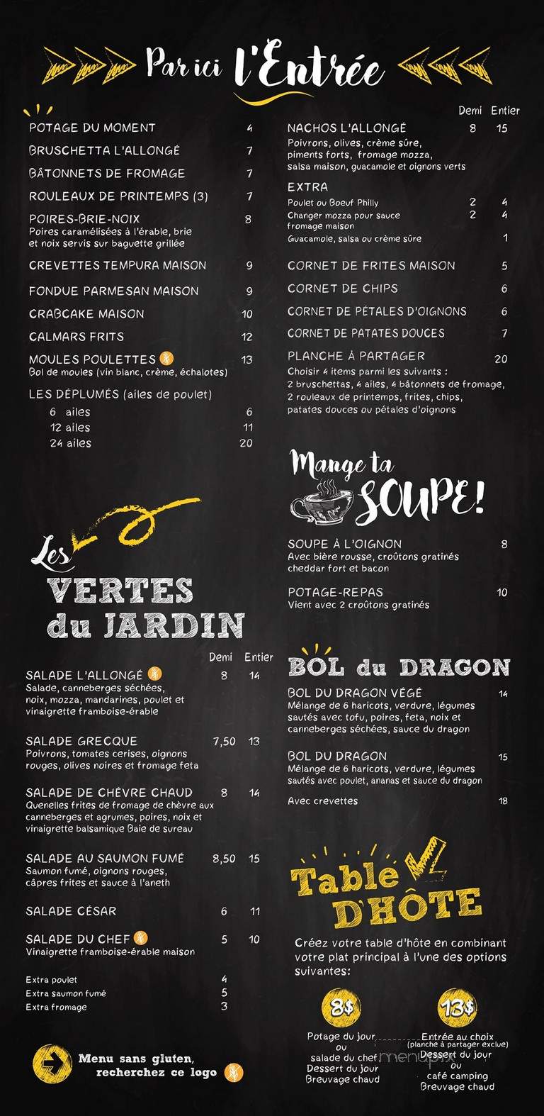 Cafe L'Allonge - Thetford Mines, QC menu_pic