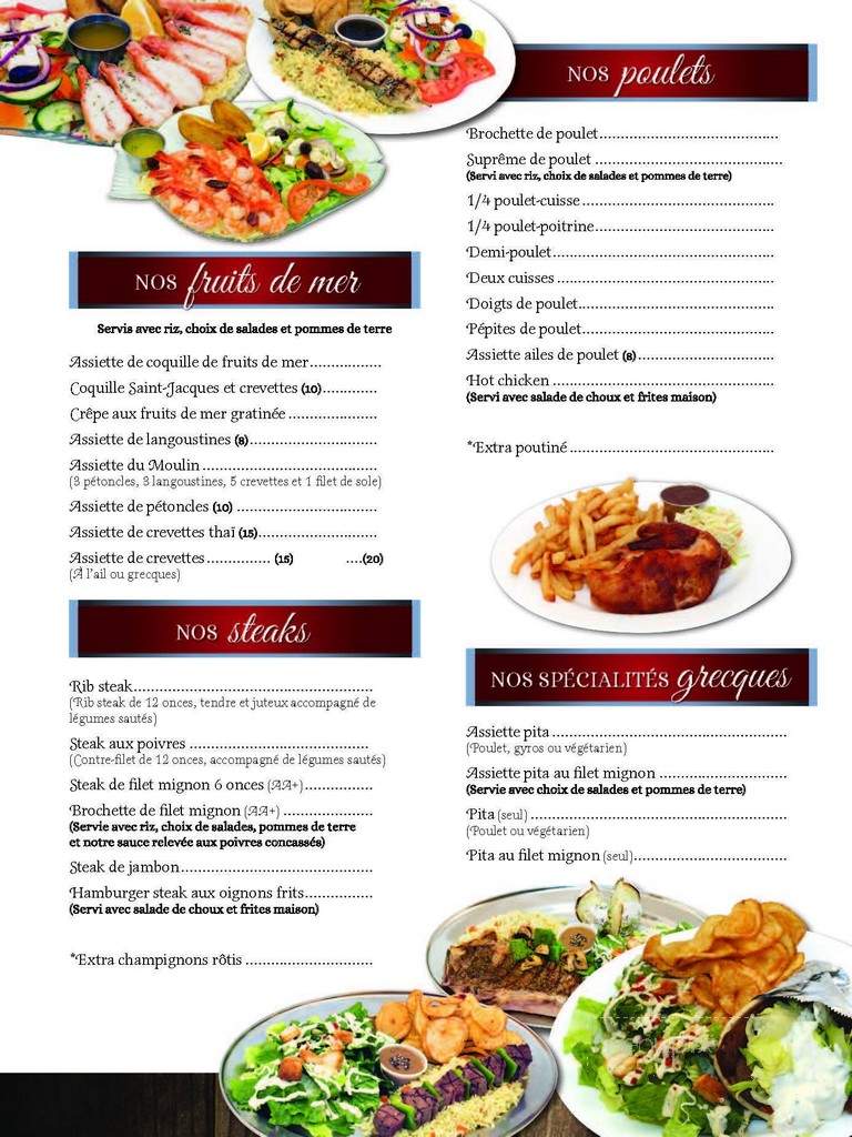 Restaurant Le Moulin Inc - Amos, QC menu_pic