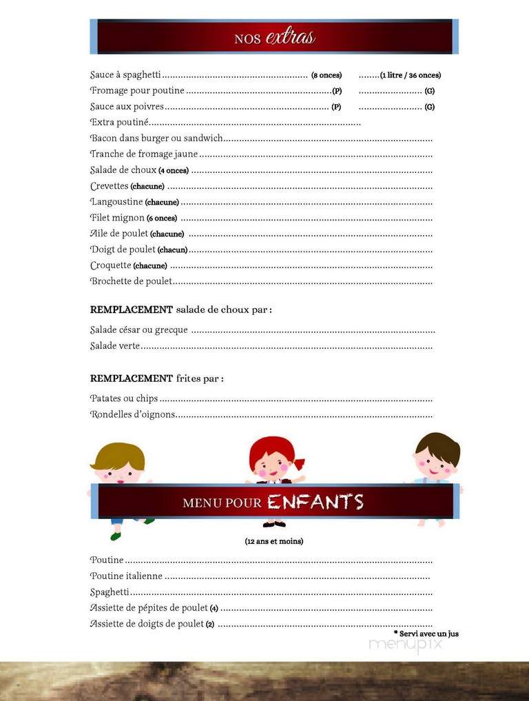 Restaurant Le Moulin Inc - Amos, QC menu_pic