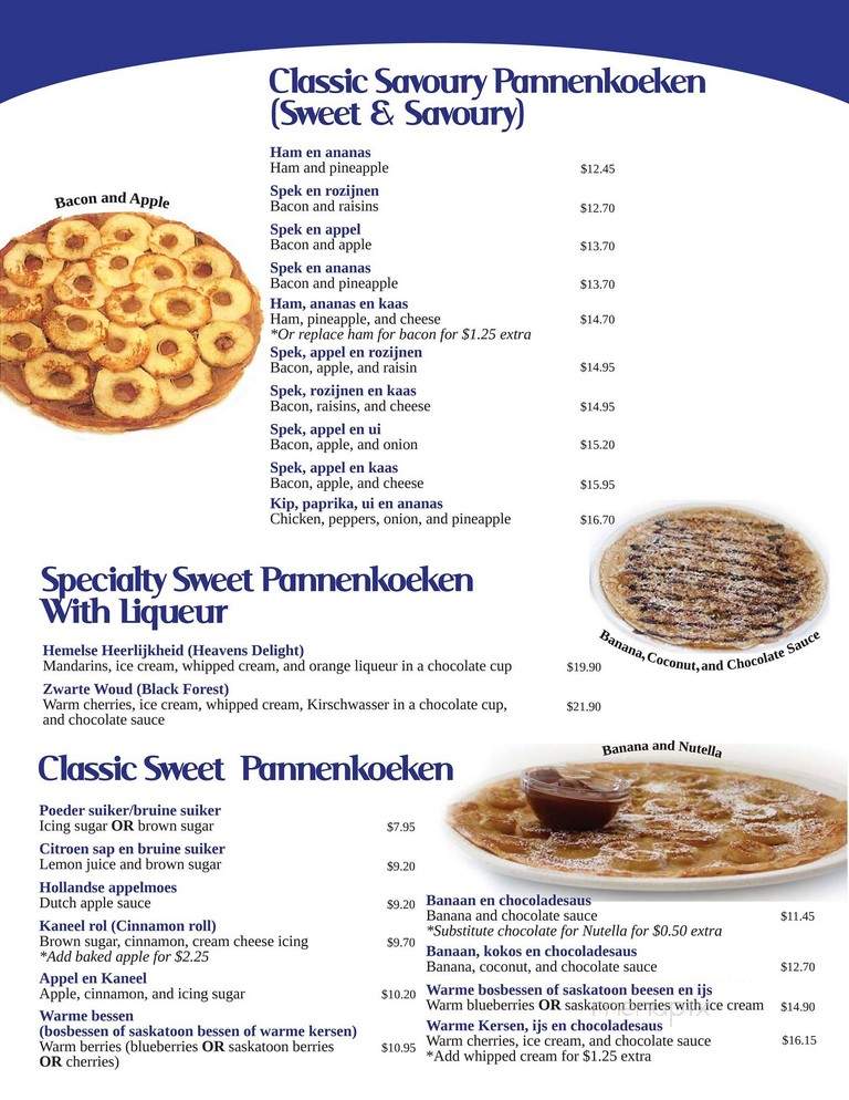Pfanntastic Pannenkoek Haus - Calgary, AB menu_pic