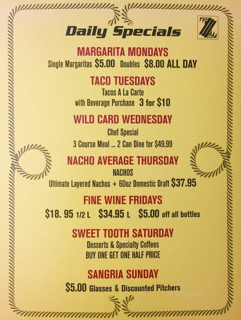 Zapata's Mexican Restaurant - Saint John's, NL menu_pic