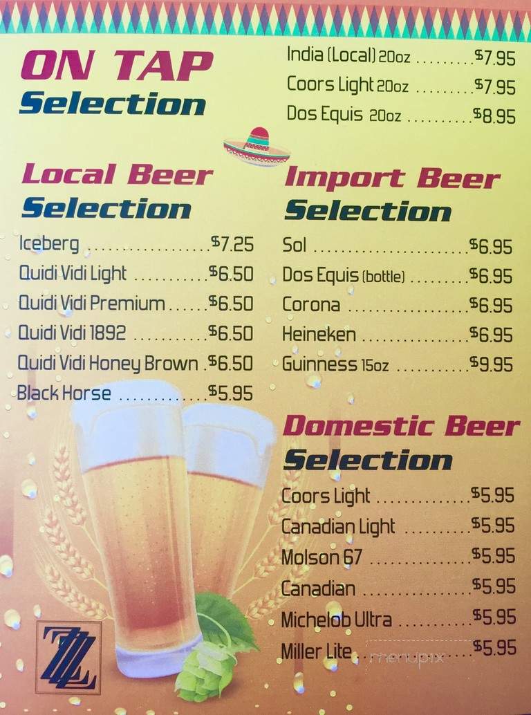 Zapata's Mexican Restaurant - Saint John's, NL menu_pic