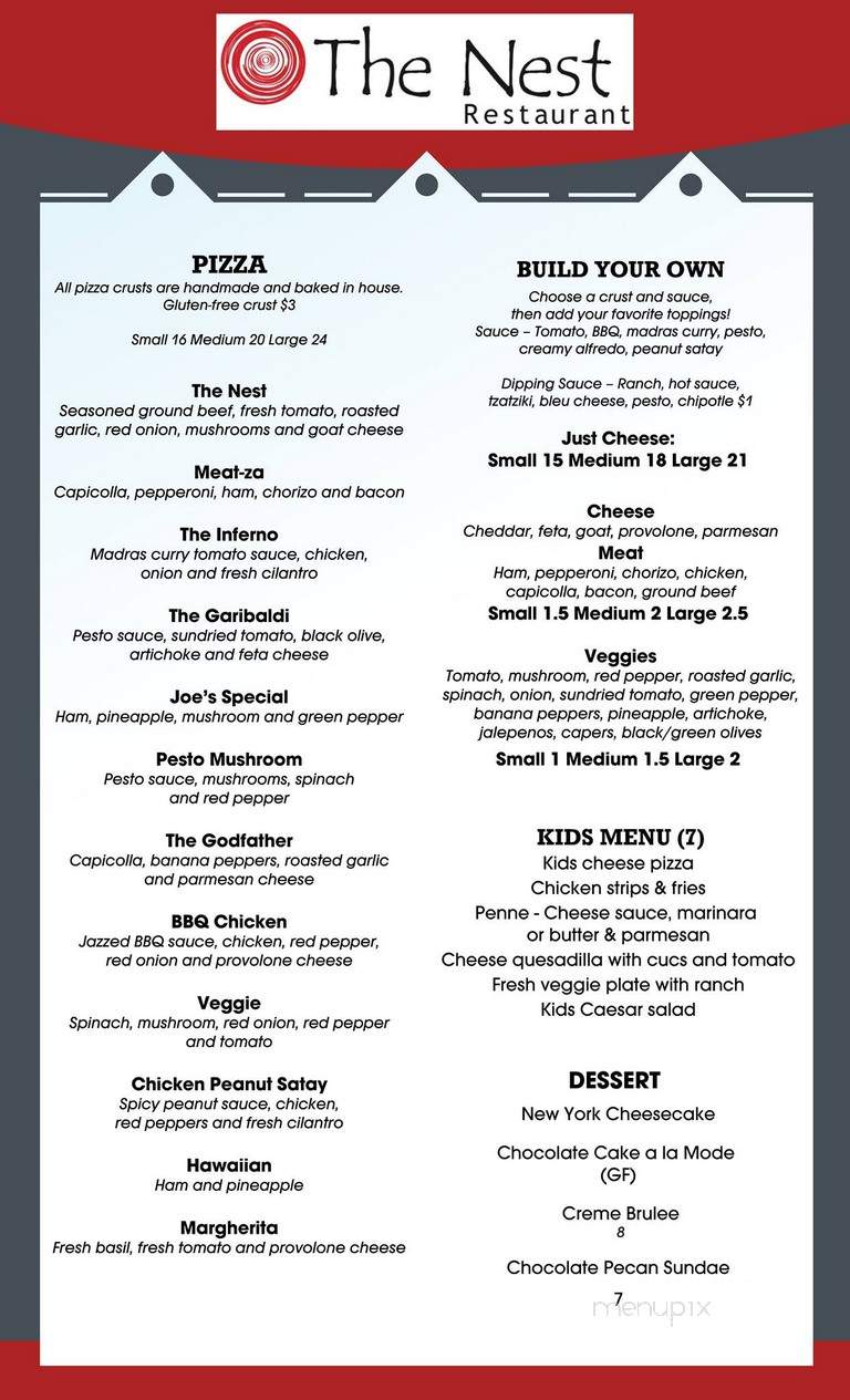 Menu of The Nest Restaurant in Squamish, BC V0N 1H0 Menu of The Nest Restaurant in Squamish, BC V0N 1H0