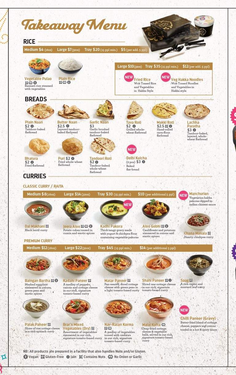 Brar's Sweets & Restaurant - Brampton, ON menu_pic