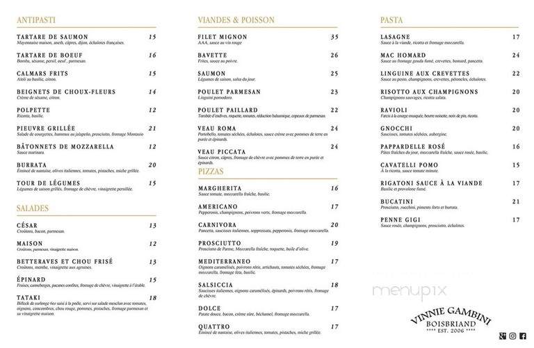 Vinnie Gambinis - Montreal, QC menu_pic