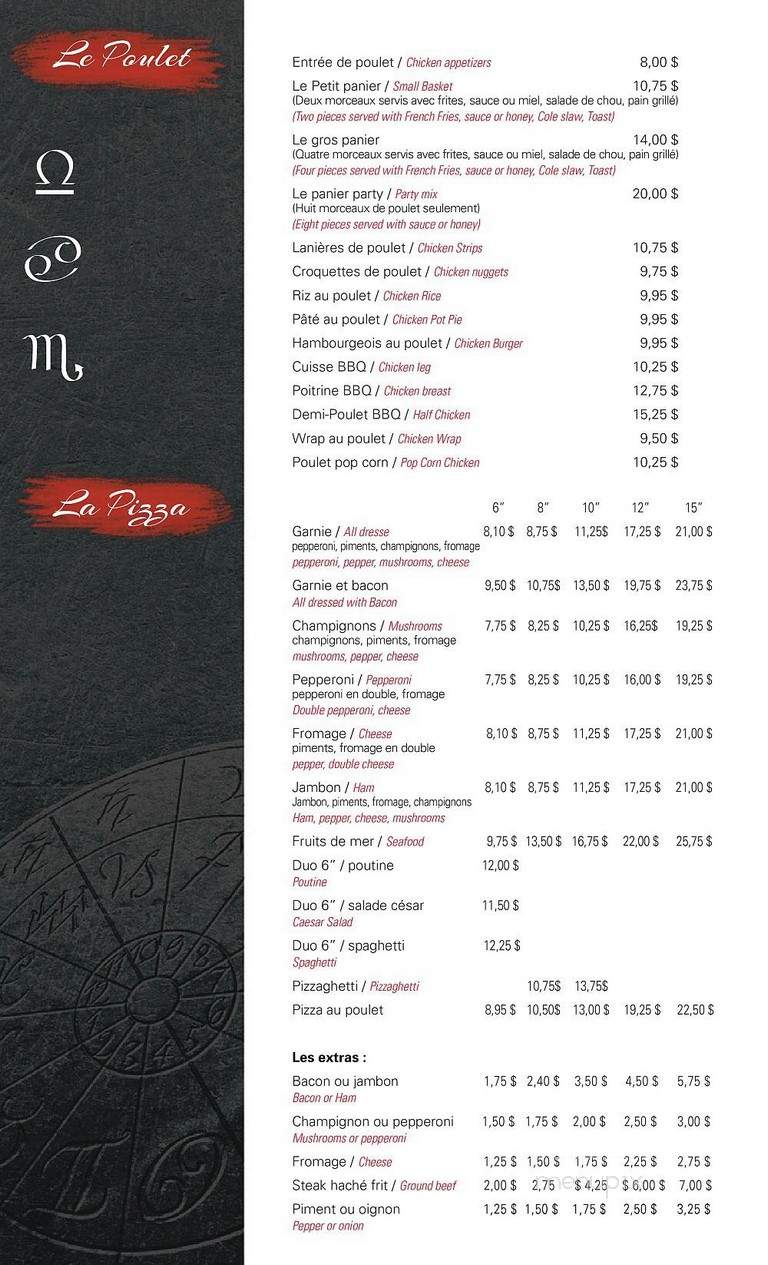 Restaurant Le Sagittaire Enr - Saint-Henri-De-Levis, QC menu_pic