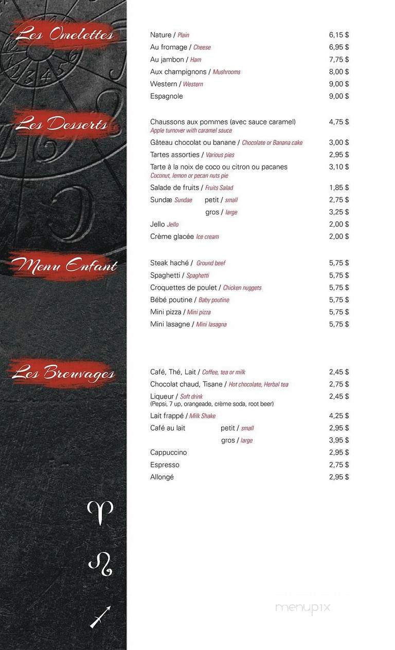 Restaurant Le Sagittaire Enr - Saint-Henri-De-Levis, QC menu_pic