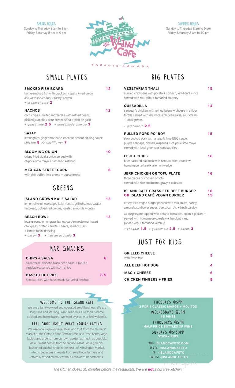 Island Garden Restaurant and Bar - Toronto, ON menu_pic