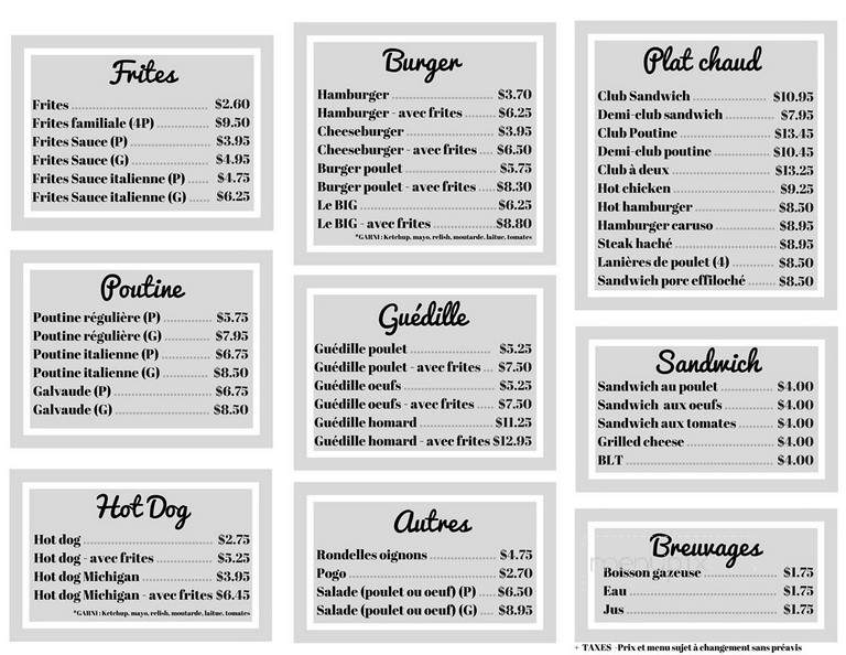 Chez Chantal - La Malbaie, QC menu_pic