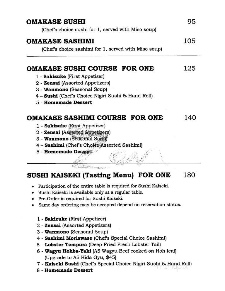 Zen Japanese Restaurant - Toronto, ON menu_pic