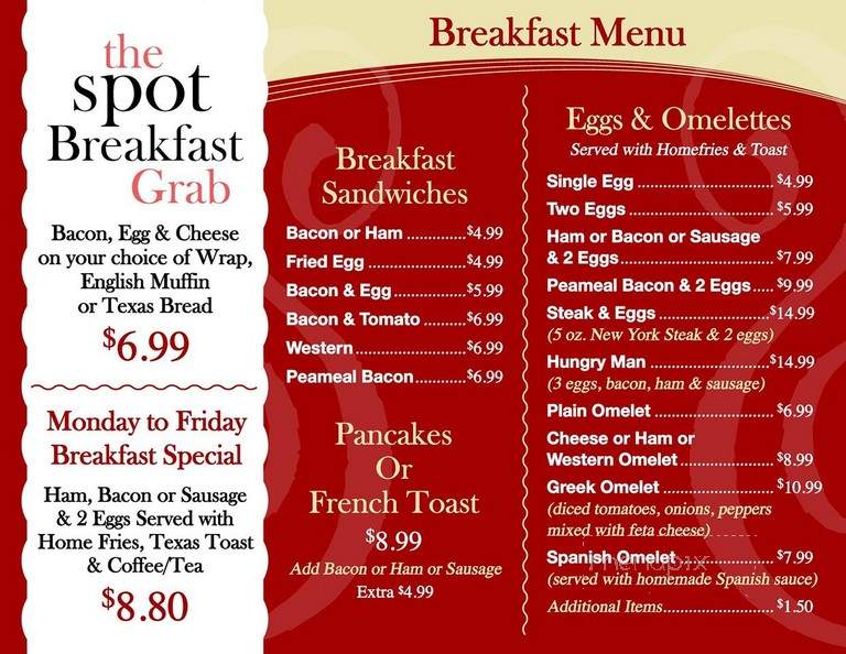 The spot - Mount Forest, ON menu_pic