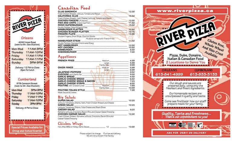 River Pizza - Ottawa, ON menu_pic