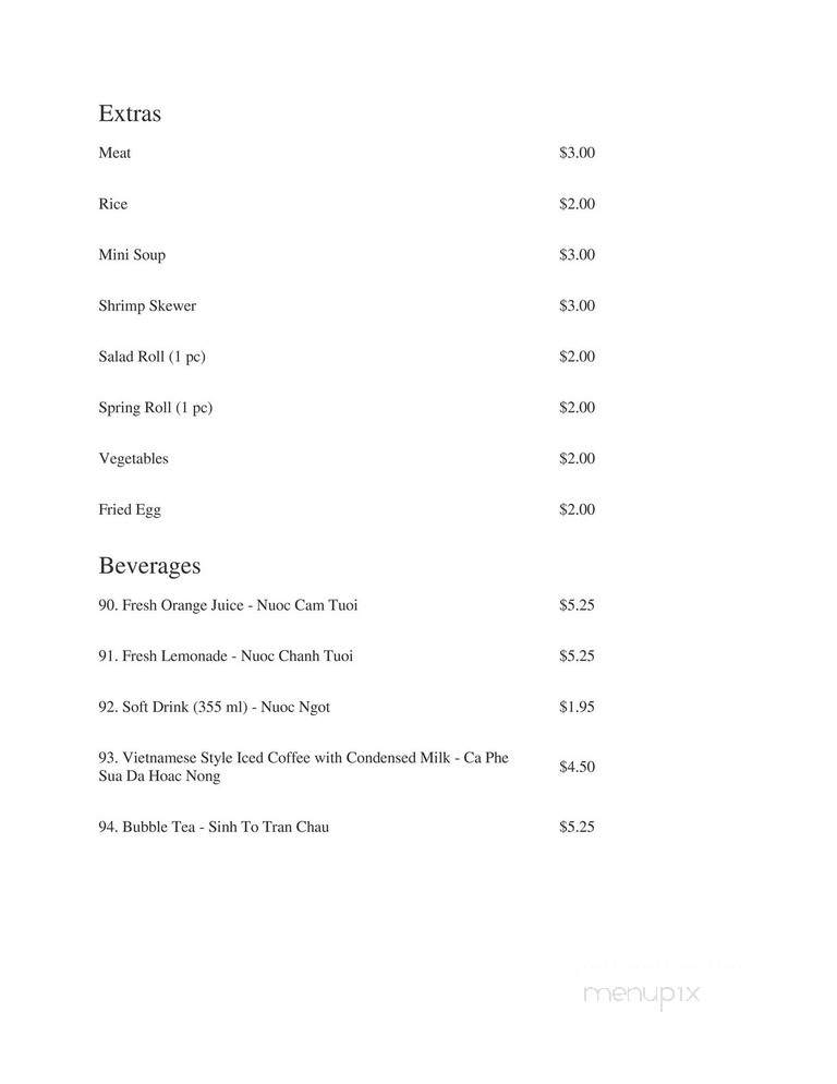 Le La Vietnamese Restaurant - Calgary, AB menu_pic