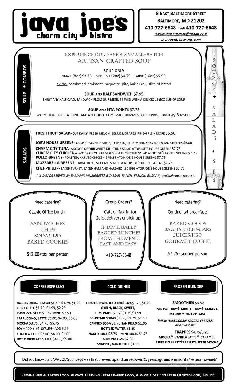 Java Joe's - Markham, ON menu_pic