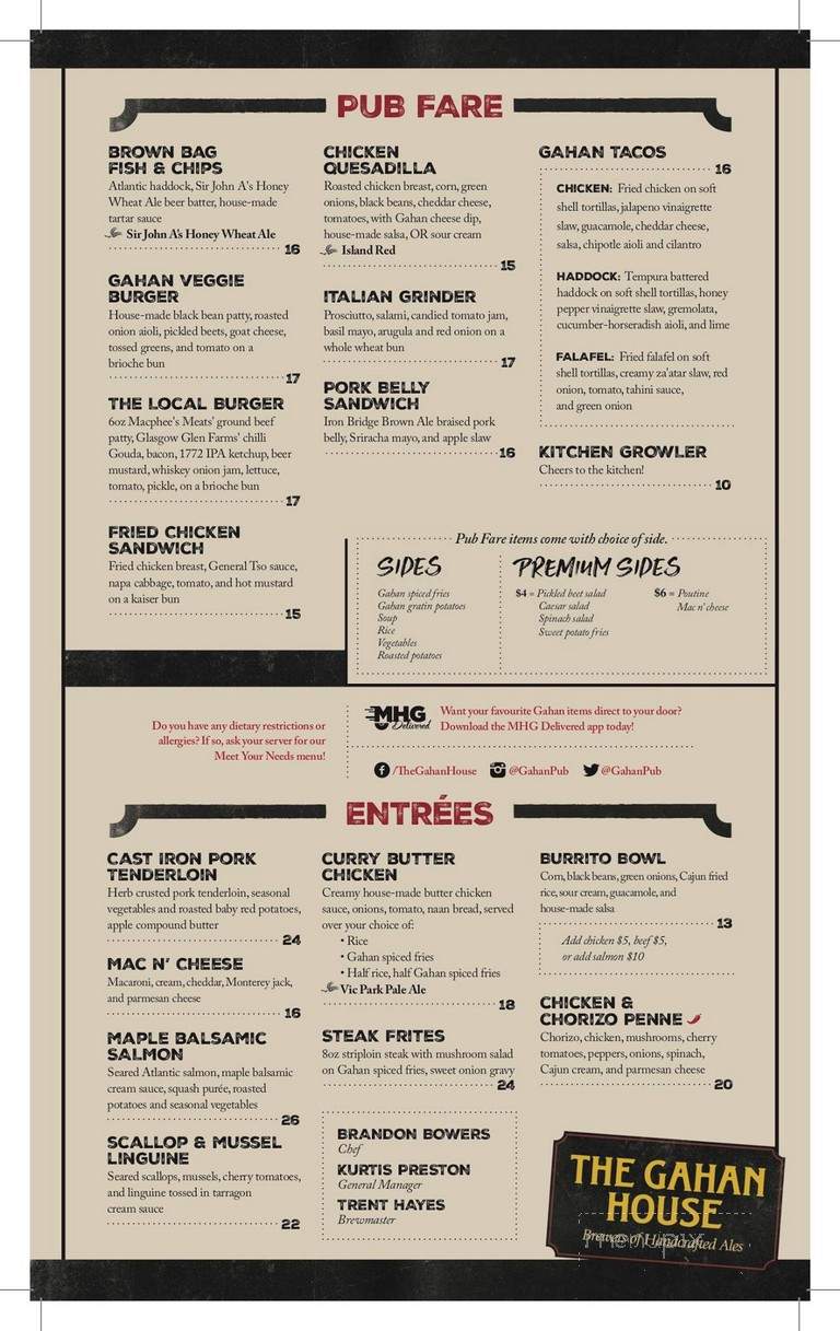 Gahan House Pub Brewery & Mercantile - Charlottetown, PE menu_pic