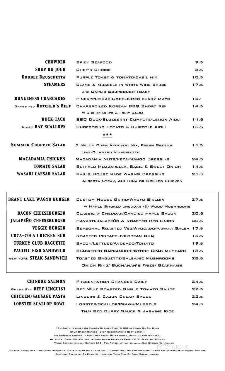 Buchanan's Restaurant - Calgary, AB menu_pic